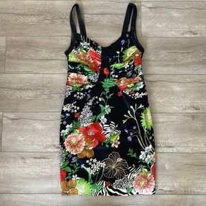 Black floral cocktail dress